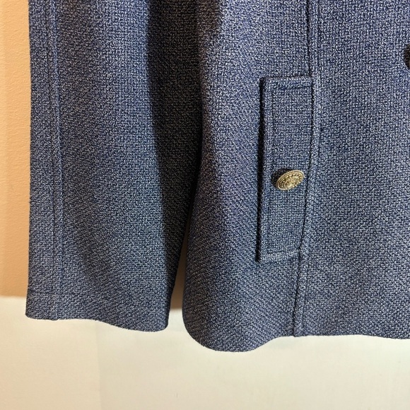 ST.JOHN Sz 12 53% Wool Textured Double Breasted Pleated Back Pockets Blazer - Picture 12 of 12